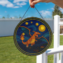 Charizard Starry Night Pokemon Stained Glass Suncatcher