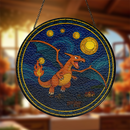 Charizard Starry Night Pokemon Stained Glass Suncatcher