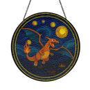 Charizard Starry Night Pokemon Stained Glass Suncatcher