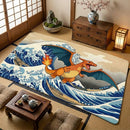 Charizard Dragon Pokemon The Great Wave Rectangular Area Rug