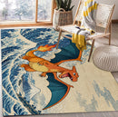 Charizard Dragon Pokemon The Great Wave Rectangular Area Rug