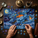 Charizard Dragonite Gengar Cloudy And Starry Night Jigsaw Puzzle