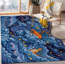 Charizard Dragonite Gengar Cloudy And Starry Night Rectangular Area Rug
