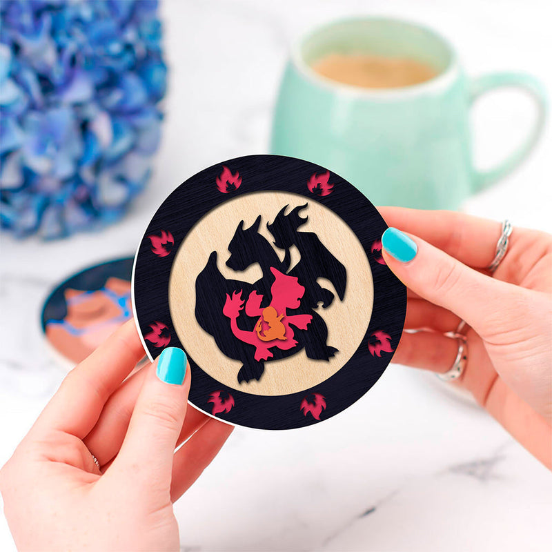 Charizard Evolution Pokemon Ceramic Decor Coaster - Gift Idea