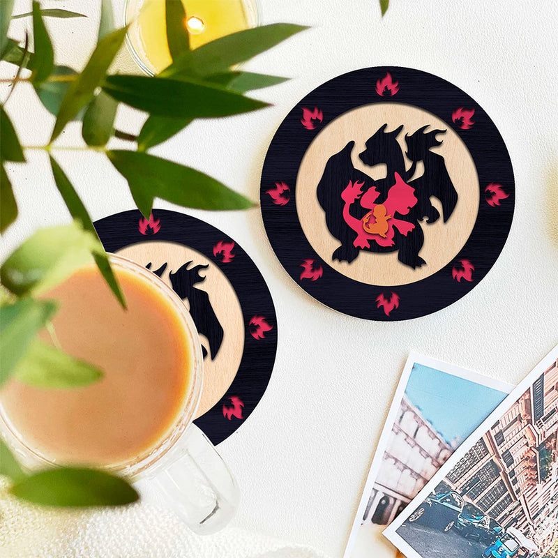 Charizard Evolution Pokemon Ceramic Decor Coaster - Gift Idea