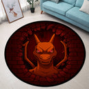 Charizard Pokemon Break Wall Round Rug