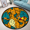 Charizard Pokemon Stained Glass Round Rug