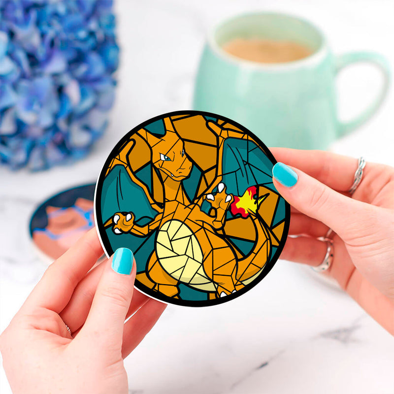 Charizard Pokemon Stained Glass Decor Coaster - Gift Idea