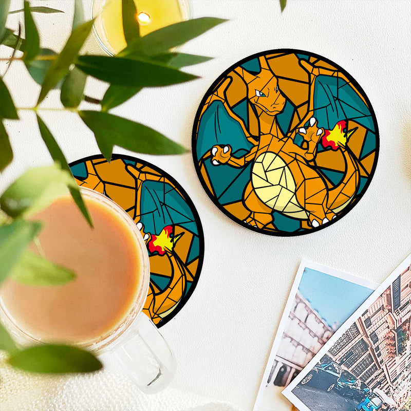 Charizard Pokemon Stained Glass Decor Coaster - Gift Idea