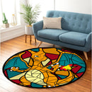 Charizard 1 Pokemon Stained Glass Round Rug