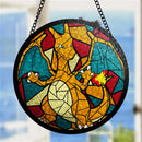 Charizard Pokemon Round Stained Glass Suncatcher