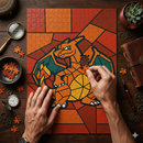 Charizard Pokemon Stained Glass Jigsaw Puzzle