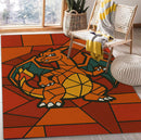Charizard Pokemon Stained Glass Rectangular Area Rug