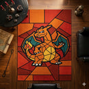 Charizard Pokemon Stained Glass Rectangular Area Rug