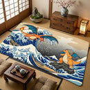 Charizard  x Dragonite Pokemon The Great Wave Rectangular Area Rug