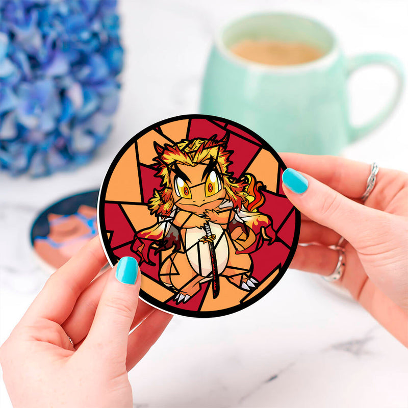 Charmander Rengoku Pokemon Stained Glass Decor Coaster - Gift Idea