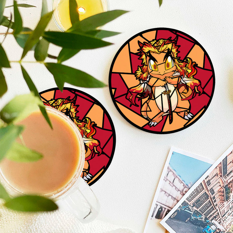 Charmander Rengoku Pokemon Stained Glass Decor Coaster - Gift Idea