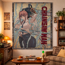 Chainsaw Man Anime Retro Vintage Woven Throw Blanket