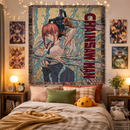 Chainsaw Man Anime Retro Vintage Woven Throw Blanket