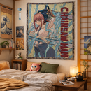 Chainsaw Man Anime Retro Vintage Woven Throw Blanket