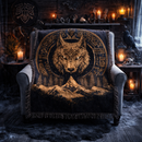 Golden Fenrir Nordic Viking Woven Throw Blanket
