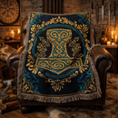 Thor Hammer Mjolnir Viking Woven Throw Blanket