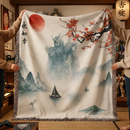 Gundam Robot Japan Landscape Woven Throw Blanket