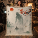 Founding Titan In Attack on Titan Japan Landscape Woven Throw Blanket