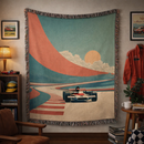 Retro Racing Vintage Woven Throw Blanket