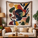 Abstract Multicolor Leaf Modern Artistic Design Woven Throw Blanket