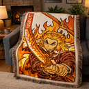 Rengoku Demon Slayer Japan Style Woven Throw Blanket