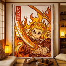 Rengoku Demon Slayer Japan Style Woven Throw Blanket