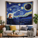 Goku vs Death Star Starry Night Woven Throw Blanket