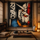 Gundam Face Retro Woven Throw Blanket