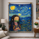 Nezuko Chill Starry Night Woven Throw Blanket
