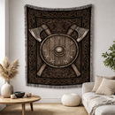 Viking Battle Shield Woven Throw Blanket