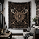 Viking Battle Shield Woven Throw Blanket