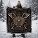 Viking Battle Shield Woven Throw Blanket