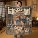 Inosuke Demon Slayer Anime Japan Ink Style Woven Throw Blanket