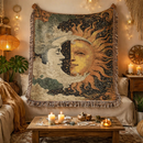 Celestial Sun Moon Woven Throw Blanket
