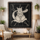 Zen Mewtwo Minimal Pokemon Woven Throw Blanket