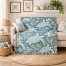 Sea Turtle Pattern Woven Throw Blanket