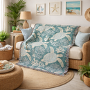 Sea Turtle Pattern Woven Throw Blanket