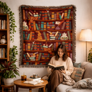 Magical Bookshelf HP Inspired Wizard Woven Throw Blanket
