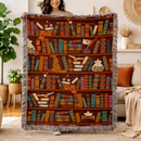 Magical Bookshelf HP Inspired Wizard Woven Throw Blanket