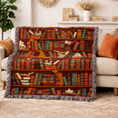 Magical Bookshelf HP Inspired Wizard Woven Throw Blanket