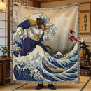 Goku vs Vegeta The Great Wave Japan Woven Throw Blanket