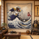 Goku vs Vegeta The Great Wave Japan Woven Throw Blanket