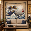 Goku vs Vegeta The Great Wave Japan Woven Throw Blanket