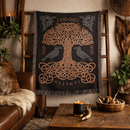 Yggdrasil Viking Norse Tree of Life Woven Throw Blanket